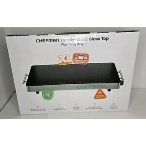 Chefman Family-Sized Glass Top Warming Tray XL 21x16 Surface Stainless Steel